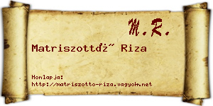 Matriszottó Riza névjegykártya